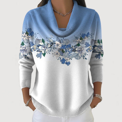 Diletta | Maglione a fiori con collo risvoltato