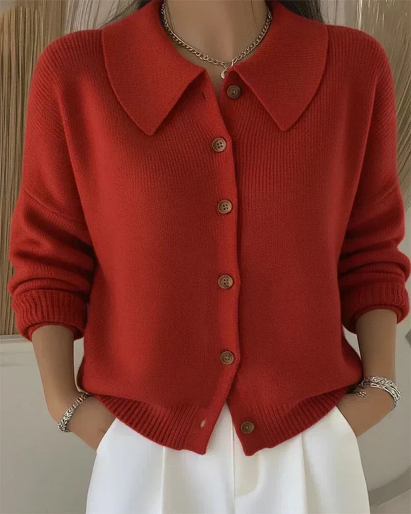Cecilia | Giacca lavorata a maglia con collo alla camicia