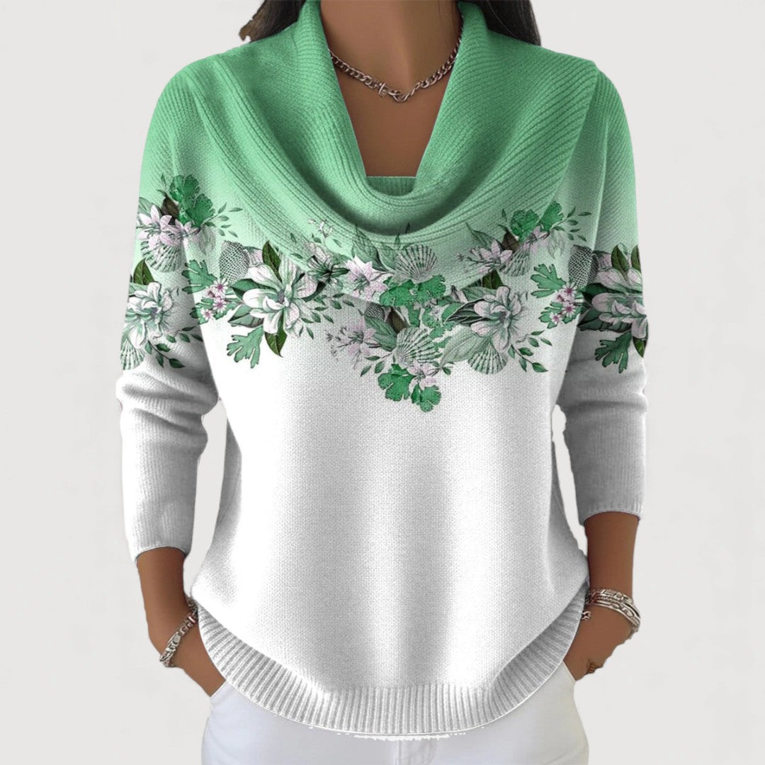 Diletta | Maglione a fiori con collo risvoltato