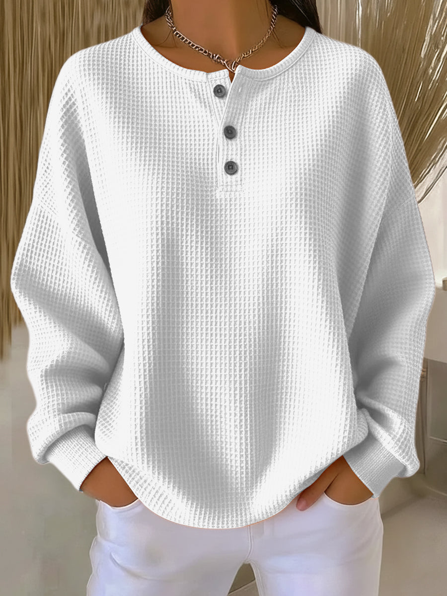 Amelia | Felpa Henley goffrata