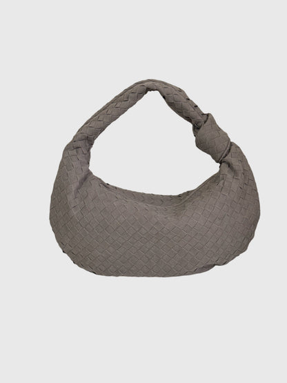 Celeste | Borsa Media Suede Intrecciata con Nodo