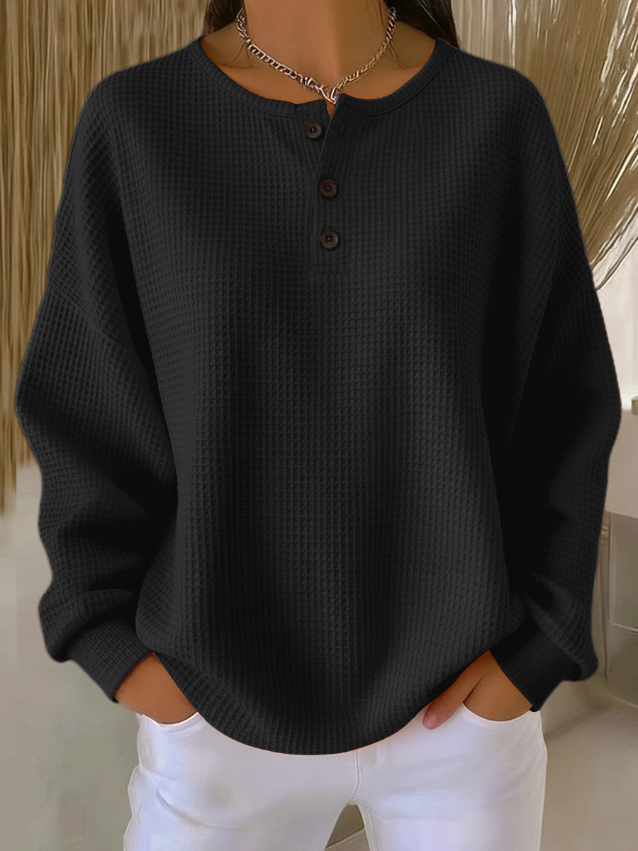 Amelia | Felpa Henley goffrata