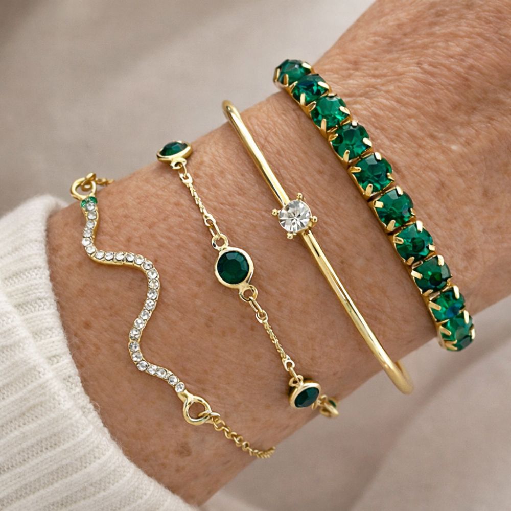 Set di Bracciali in Gemme Verdi