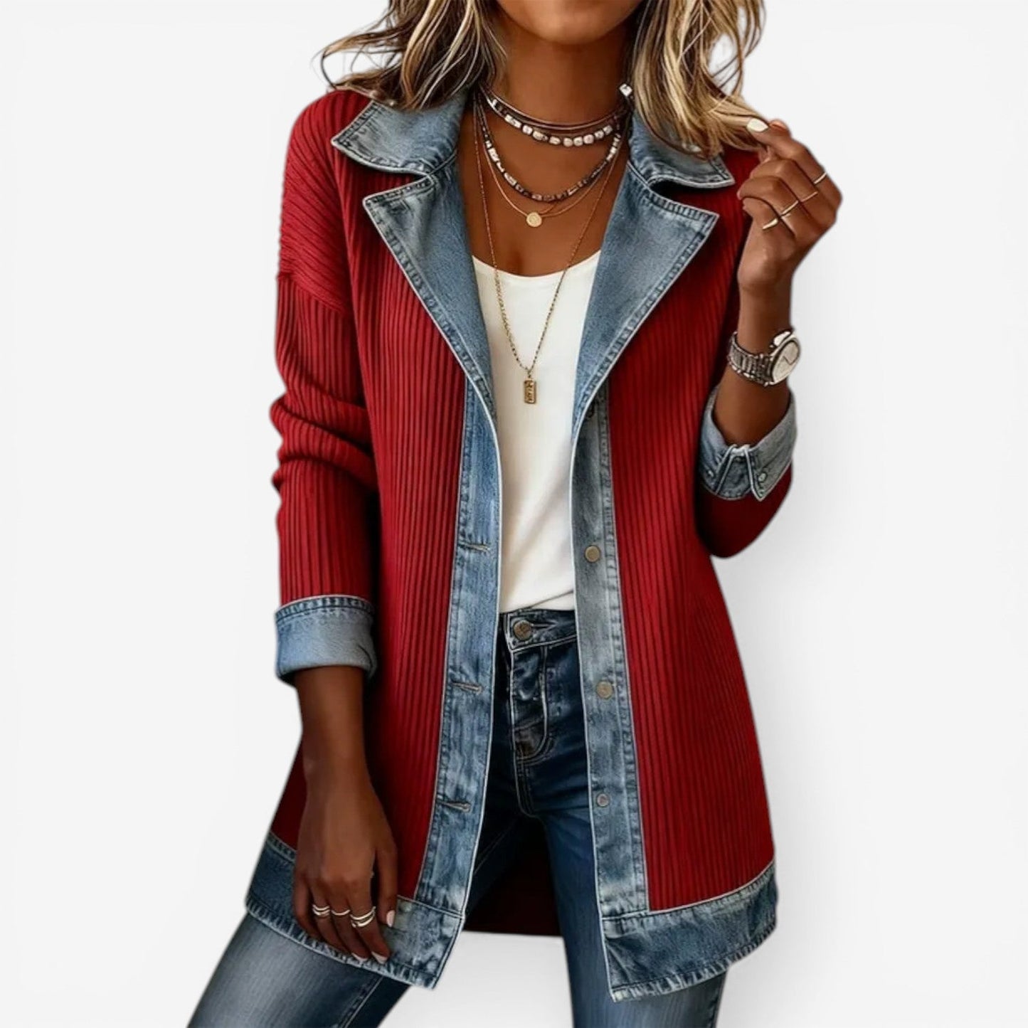 Adriana | Giacca in maglia e denim