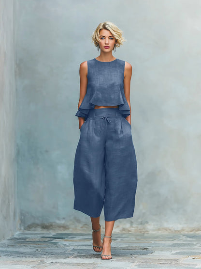 Completo da Donna a Due Pezzi con Orlo Volante