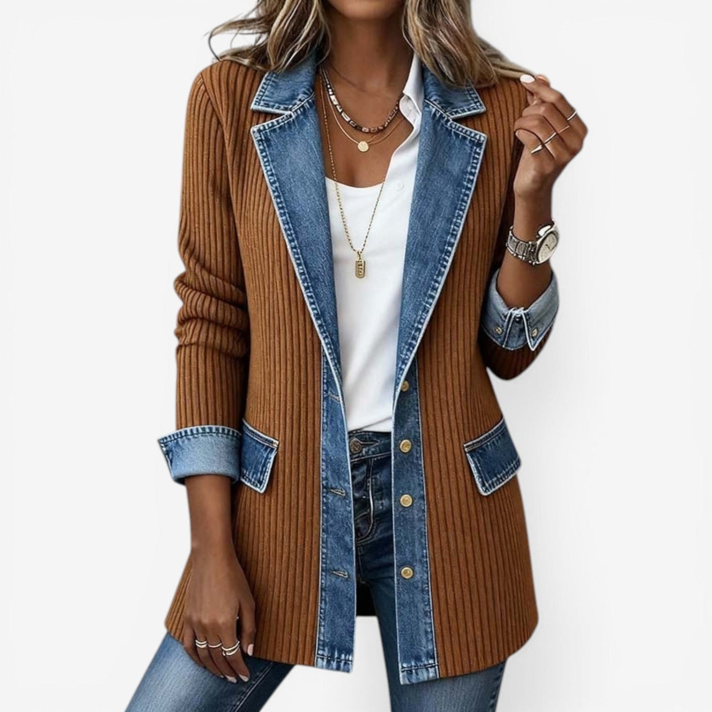 Adriana | Giacca in maglia e denim