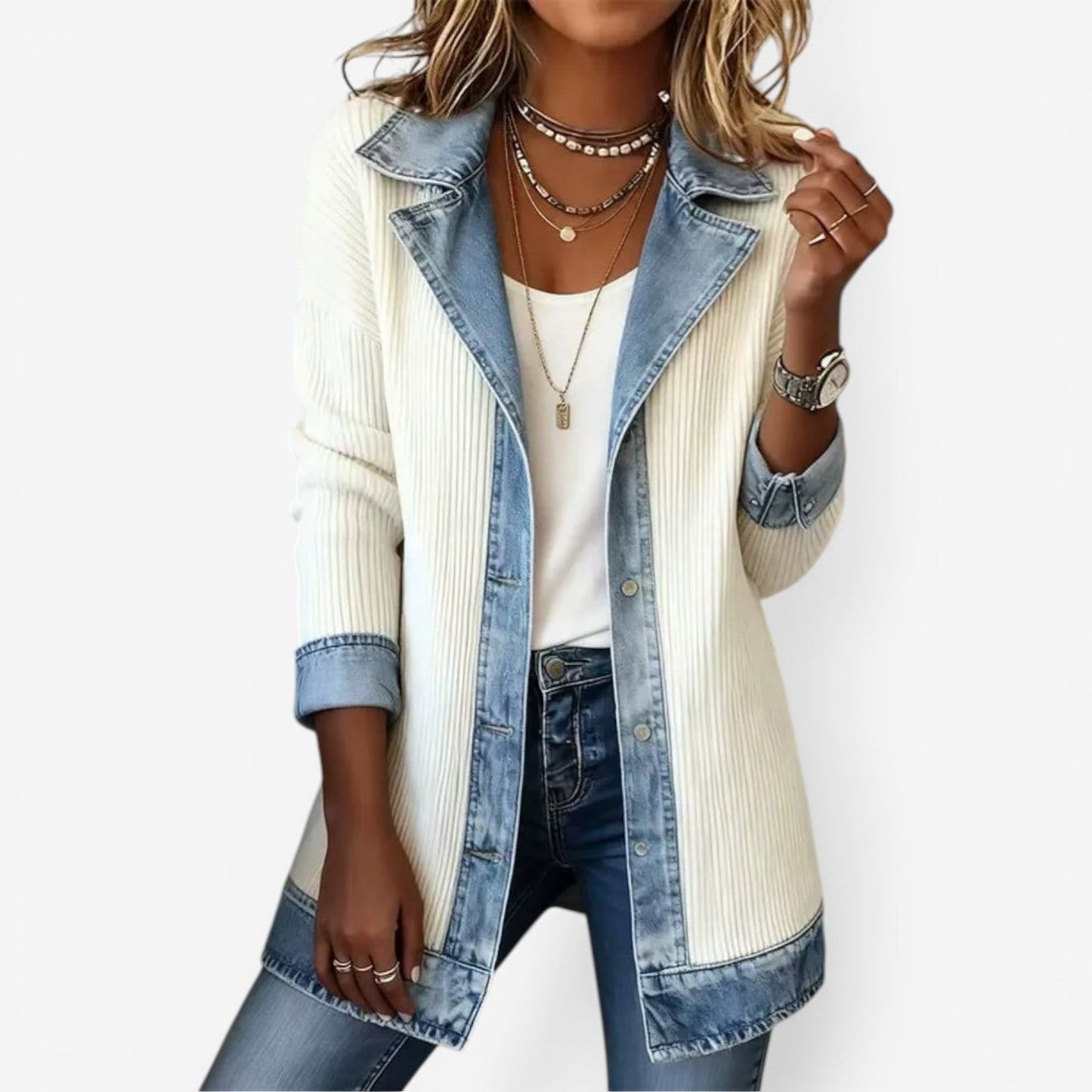 Adriana | Giacca in maglia e denim
