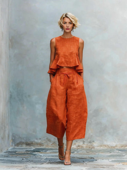 Completo da Donna a Due Pezzi con Orlo Volante