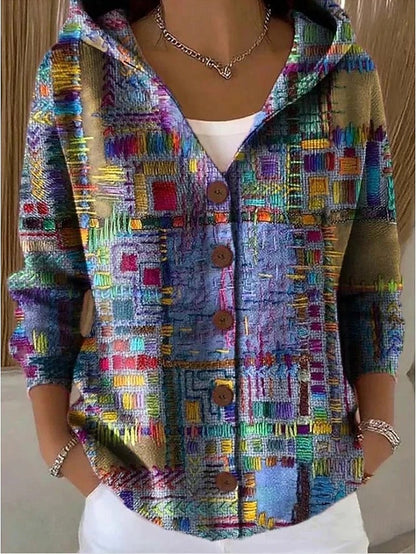 Costanza | Giacca in maglia stampata con cappuccio
