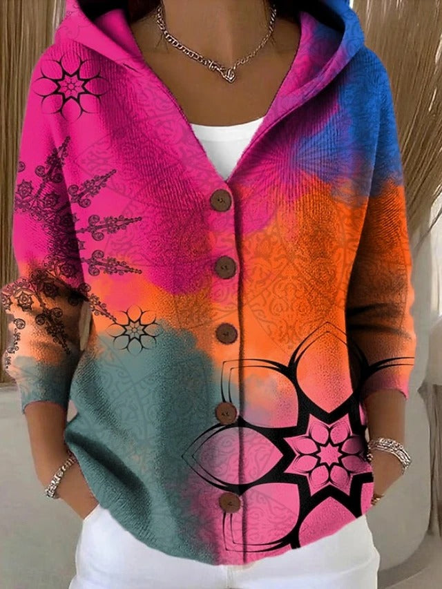 Costanza | Giacca in maglia stampata con cappuccio