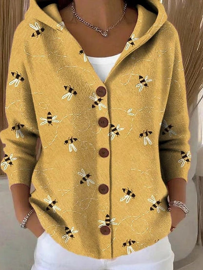 Costanza | Giacca in maglia stampata con cappuccio