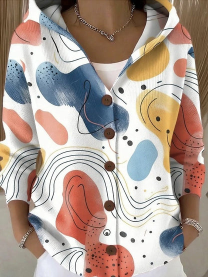 Costanza | Giacca in maglia stampata con cappuccio