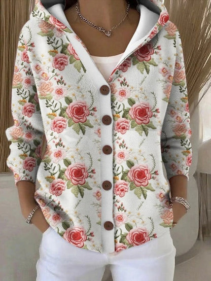Costanza | Giacca in maglia stampata con cappuccio