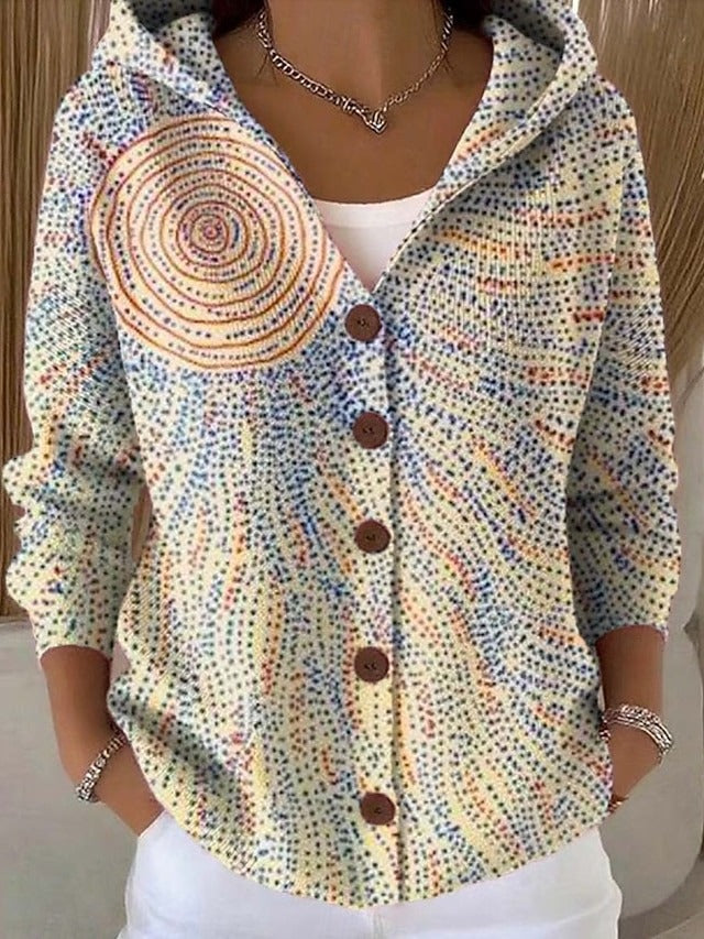Costanza | Giacca in maglia stampata con cappuccio