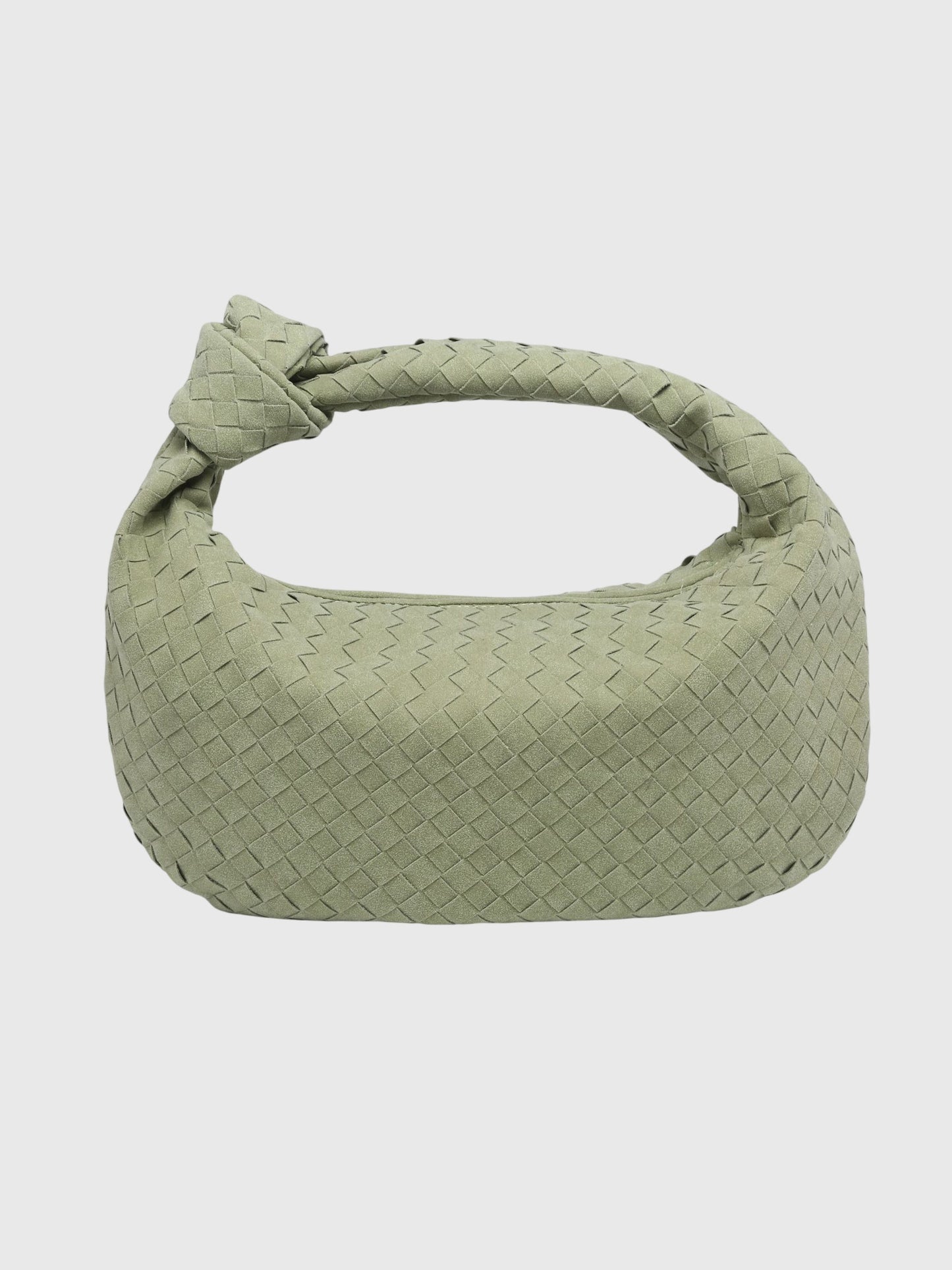 Celeste | Borsa Media Suede Intrecciata con Nodo