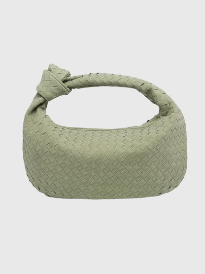 Celeste | Borsa Media Suede Intrecciata con Nodo