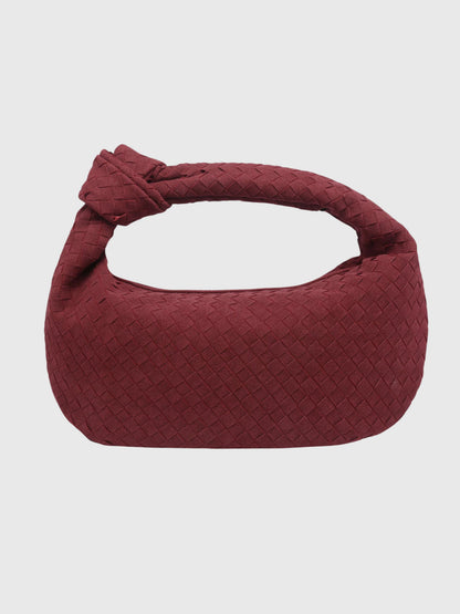 Celeste | Borsa Media Suede Intrecciata con Nodo