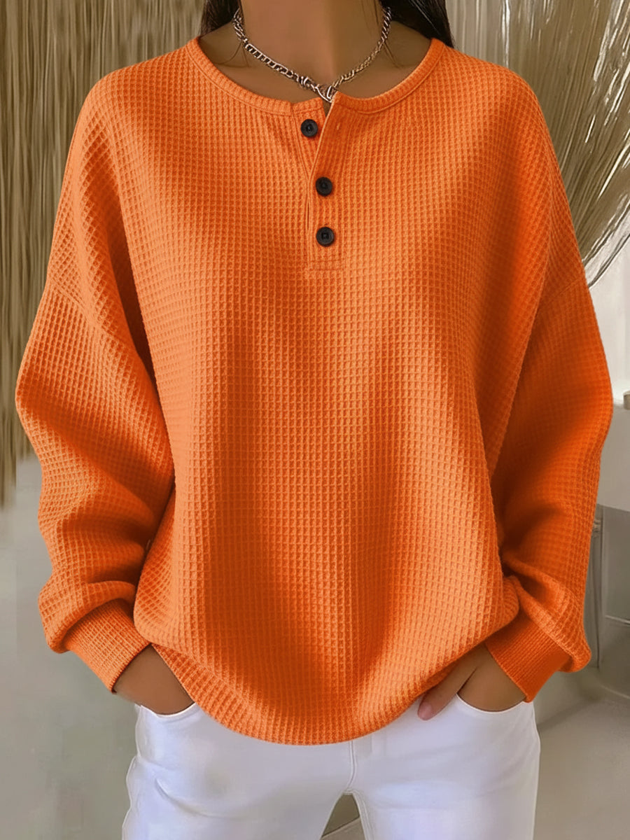 Amelia | Felpa Henley goffrata