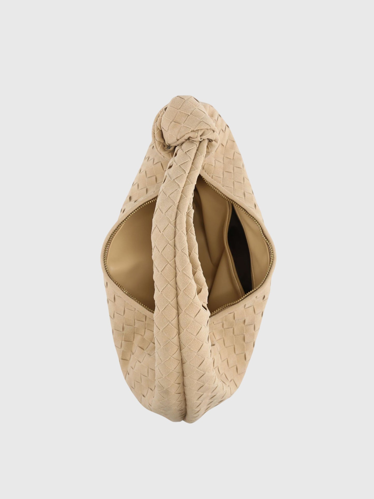 Celeste | Borsa Media Suede Intrecciata con Nodo