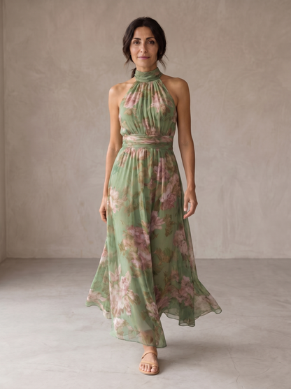 Livia | Abito Maxi Halter Floreale Elegante