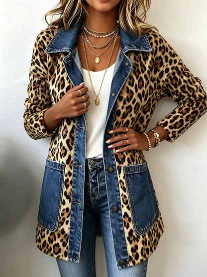 Carlotta | Giacca lunga leopardata con jeans