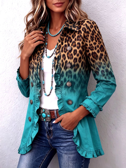 Anna | Giacca blazer leopardata sfumata con volant