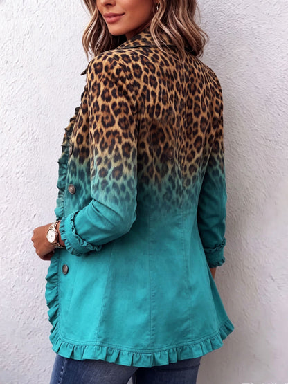Anna | Giacca blazer leopardata sfumata con volant