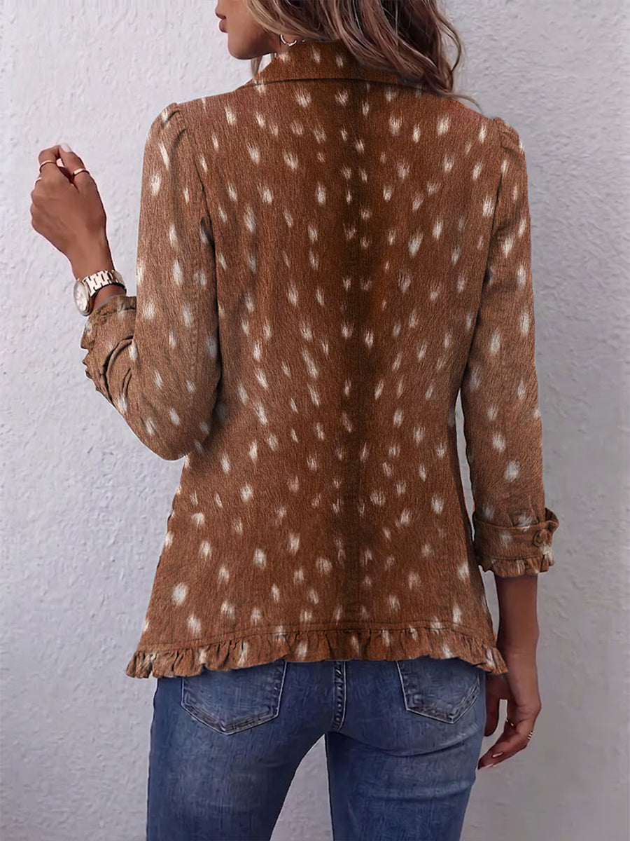 Giulia | Giacca con stampa animalier e volant