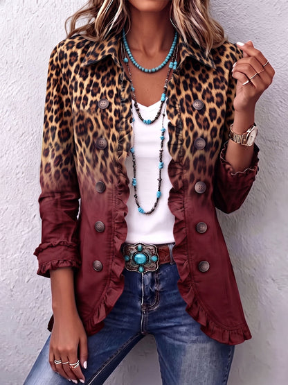 Anna | Giacca blazer leopardata sfumata con volant