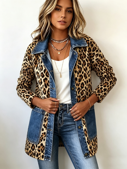 Carlotta | Giacca lunga leopardata con jeans