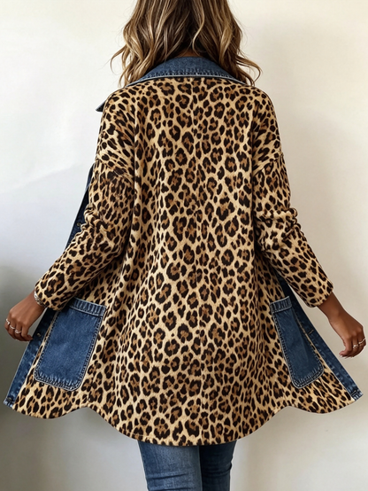 Carlotta | Giacca lunga leopardata con jeans