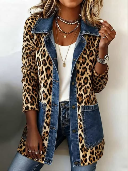Carlotta | Giacca lunga leopardata con jeans