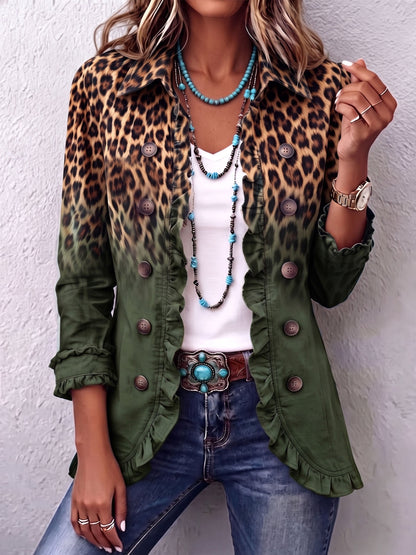 Anna | Giacca blazer leopardata sfumata con volant